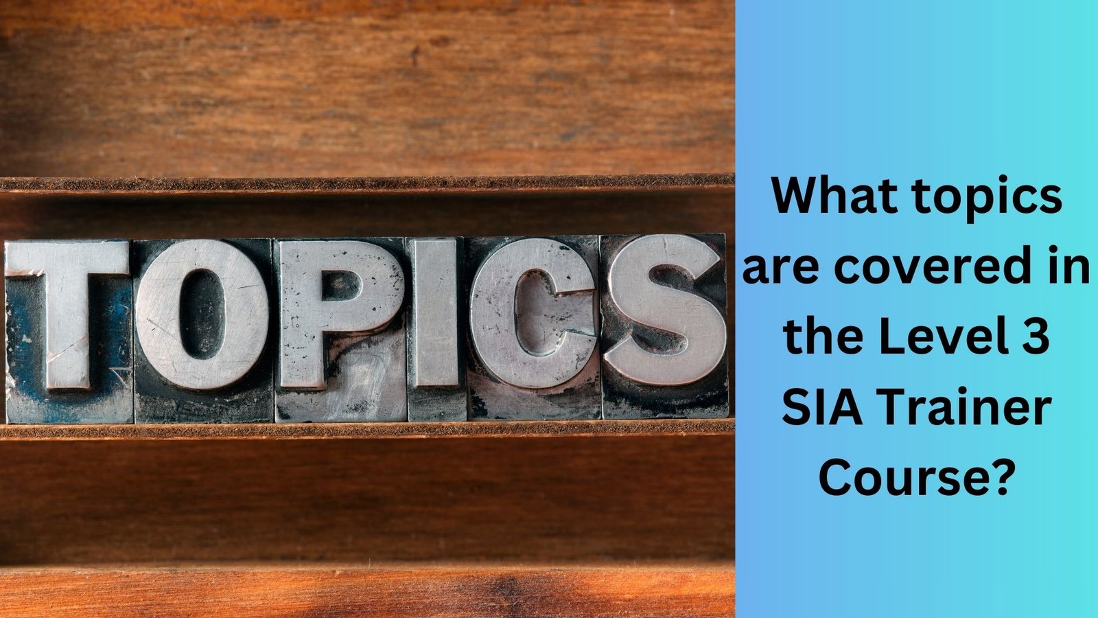 What topics are covered in the Level 3 SIA Trainer Course